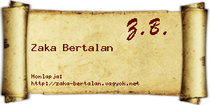 Zaka Bertalan névjegykártya